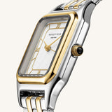 Ρολόι Rosefield Ivy White Duotone OCWDSD-OC03 με δίχρωμο μπρασελέ και άσπρο οκτάγωνο καντράν.