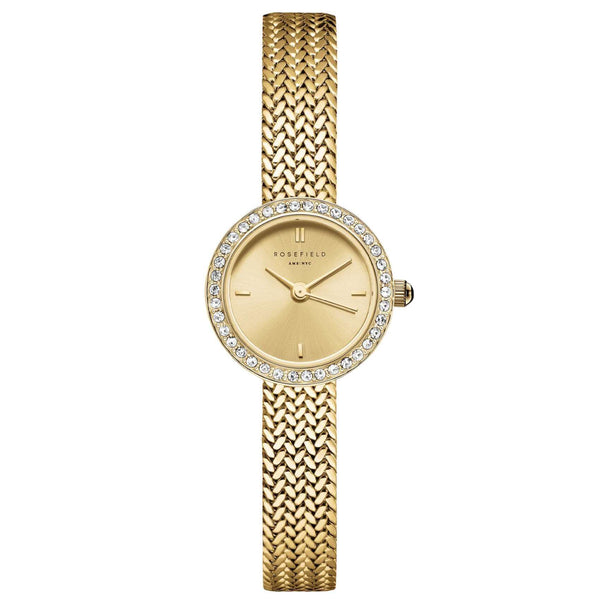 Γυναικείο ρολόι Rosefield Mini Small Edit Gold MCGMG-M03 με χρυσό μπρασελέ και χρυσό καντράν 20mm με ζιργκόν.