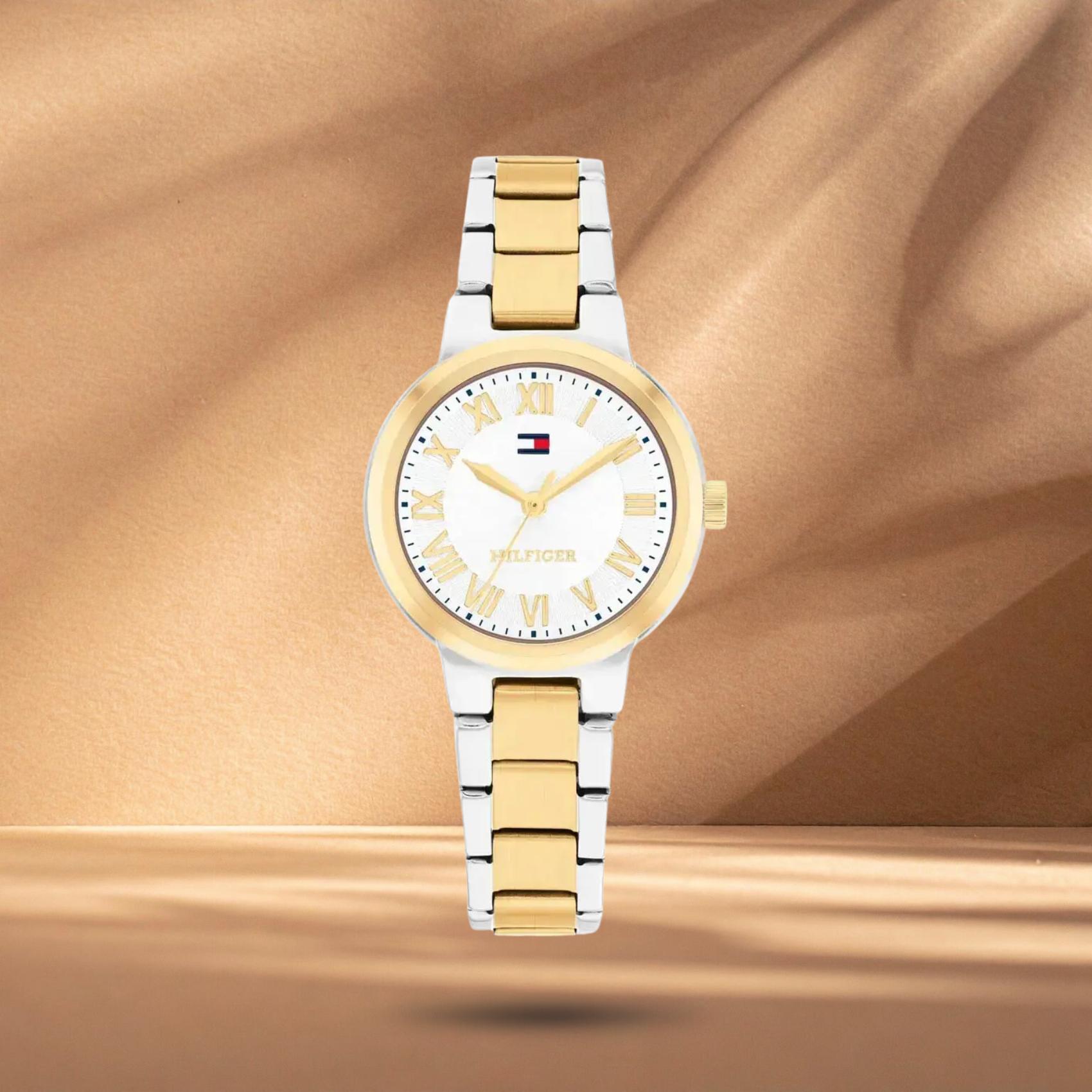 Γυναικείο ρολόι Tommy Hilfiger Becca 1782903 με δίχρωμο μπρασελέ, ασημί καντράν 28mm