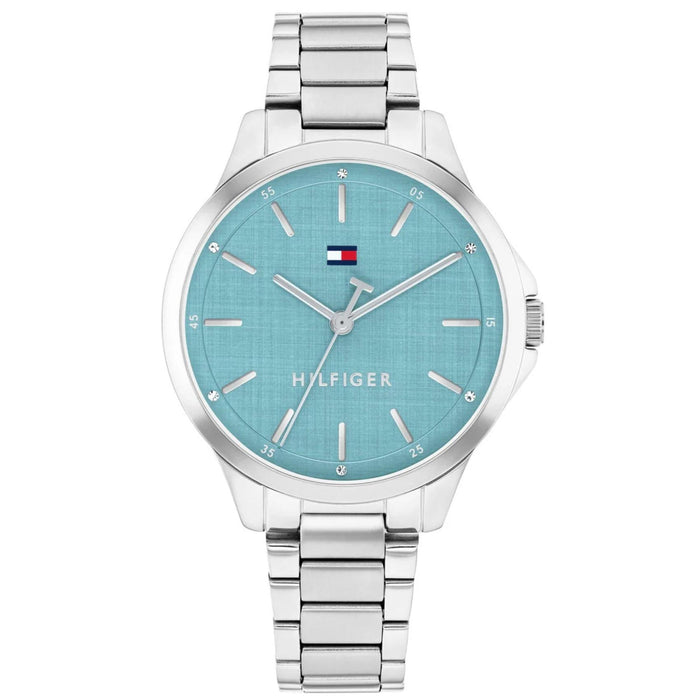 Γυναικείο ρολόι Tommy Hilfiger Chloe 1782826 με ασημί ατσάλινο μπρασελέ και γαλάζιο καντράν 34mm.