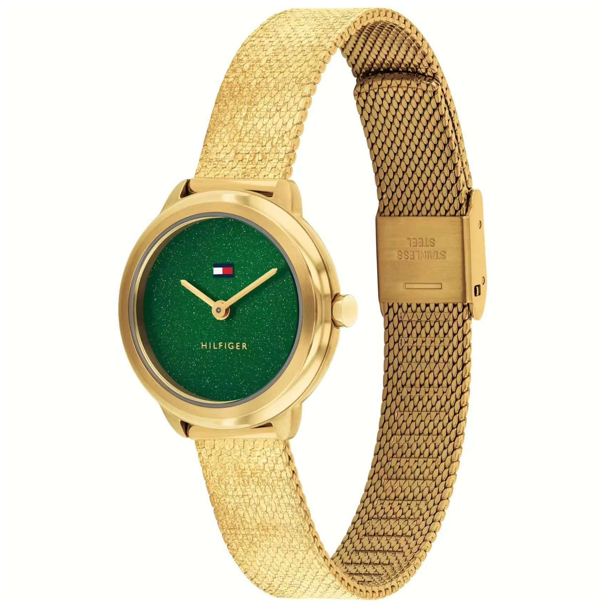 Γυναικείο ρολόι Tommy Hilfiger Demi 1782812 με χρυσό ατσάλινο μπρασελέ και πράσινο καντράν 26mm.