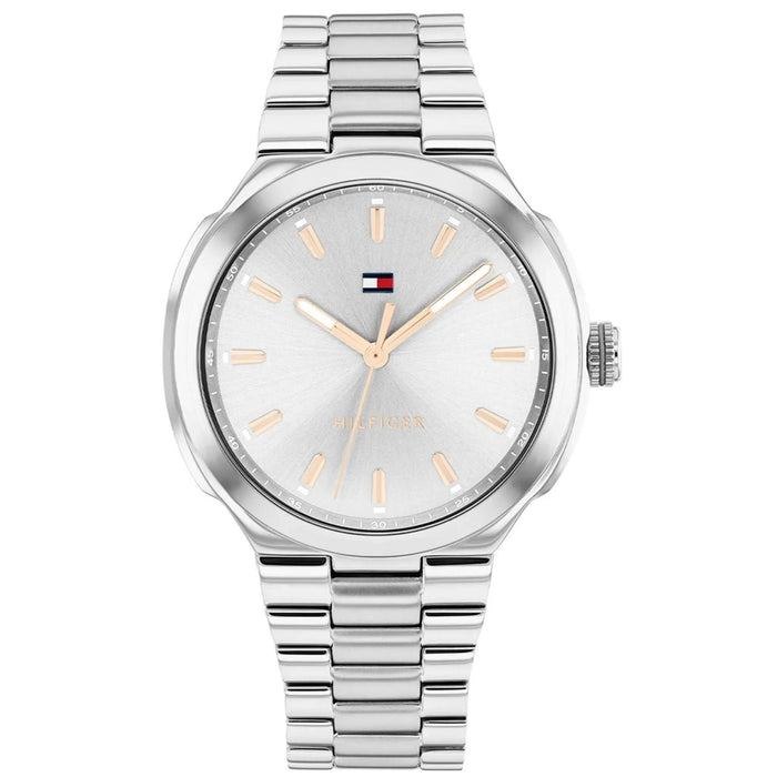 Γυναικείο ρολόι Tommy Hilfiger Georgia 1782817 με ασημί μπρασελέ από ανοξείδωτο ατσάλι, ασημί καντράν 36mm και χρυσές λεπτομέρειες
