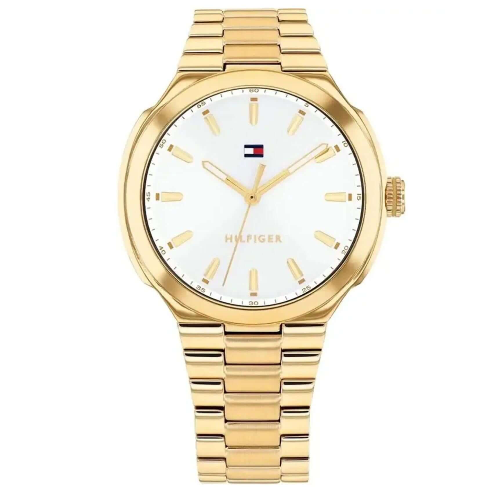 Γυναικείο ρολόι Tommy Hilfiger Georgia 1782819 με ατσάλινο μπρασελέ σε χρυσό χρώμα και λευκό καντράν 36mm.