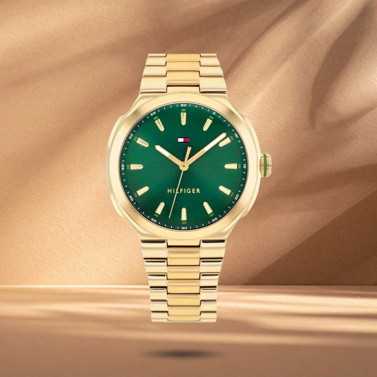 Γυναικείο ρολόι Tommy Hilfiger Georgia 1782820 με χρυσό μπρασελέ, πράσινο καντράν 36mm