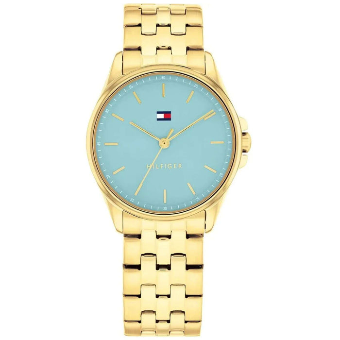 Γυναικείο ρολόι Tommy Hilfiger Jade 1782776 με χρυσό ατσάλινο μπρασελέ και γαλάζιο καντράν 30mm.