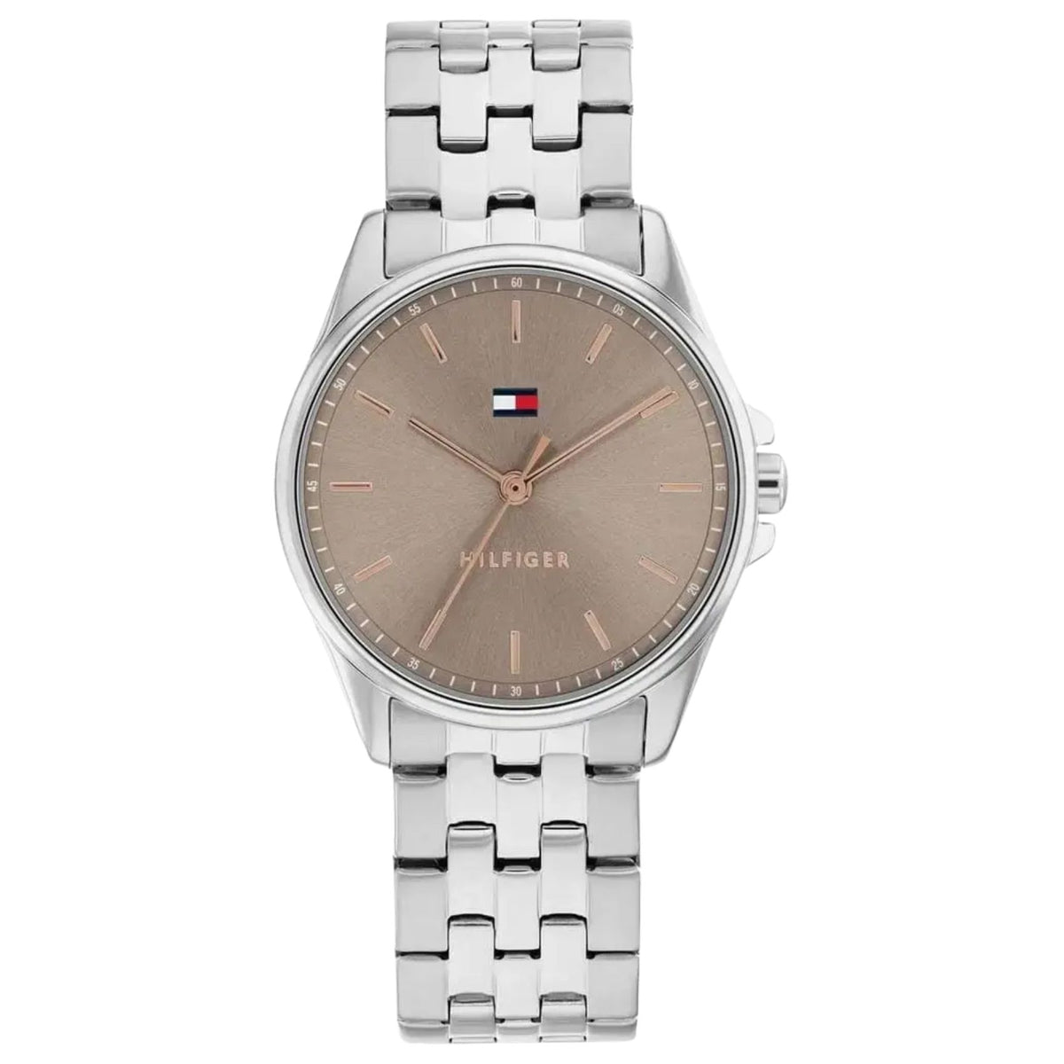 Γυναικείο ρολόι Tommy Hilfiger Jade 1782801 με ασημί μπρασελέ και καφέ καντράν