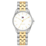 Γυναικείο ρολόι Tommy Hilfiger Jade 1782855 με δίχρωμο μπρασελέ σε ασημί και χρυσό χρώμα και λευκό καντράν 30mm.