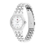 Ασημί καντράν 25mm του γυναικείου ρολογιού Tommy Hilfiger Mackenzie 1782889 με ορυκτό κρύσταλλο ειδικής σκλήρυνσης.