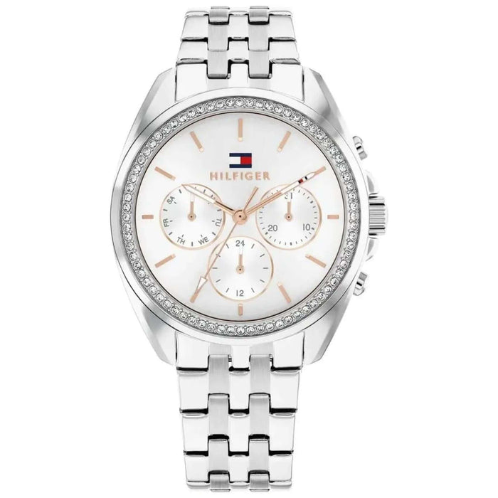 Γυναικείο ρολόι Tommy Hilfiger Mellie 1782802 με ασημί ατσάλινο μπρασελέ και άσπρο καντράν 36mm με ζιργκόν.