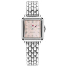 Γυναικείο Ρολόι Tommy Hilfiger Mia 1782914 Τετράγωνο Με Ασημί Μπρασελέ & Ροζ Φίλντισι Καντράν