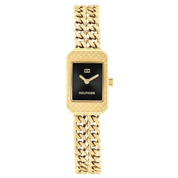 Γυναικείο ρολόι Tommy Hilfiger Sarah 1782842 με χρυσό μπρασελέ τύπου αλυσίδας και μαύρο καντράν 16mm.