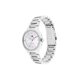 Ασημί καντράν 32mm του γυναικείου ρολογιού Tommy Hilfiger Savannah 1782899 με ζιργκόν και ορυκτό κρύσταλλο ειδικής σκλήρυνσης.