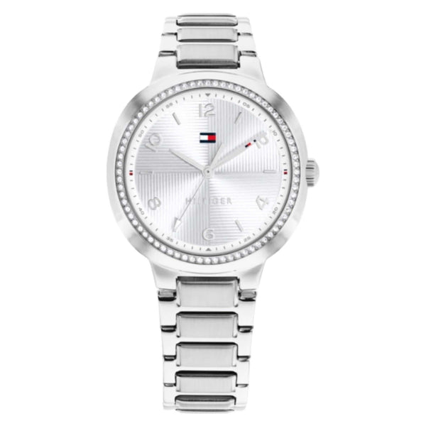 Γυναικείο ρολόι Tommy Hilfiger Savannah 1782899 με ασημί μπρασελέ από ανοξείδωτο ατσάλι, ασημί καντράν 32mm και ζιργκόν.