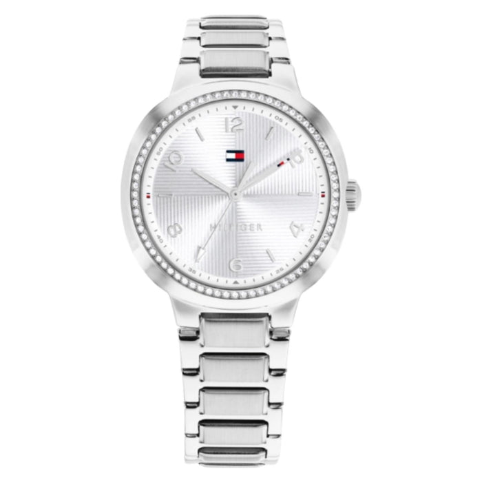 Γυναικείο ρολόι Tommy Hilfiger Savannah 1782899 με ασημί μπρασελέ από ανοξείδωτο ατσάλι, ασημί καντράν 32mm και ζιργκόν.