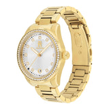 Γυναικείο ρολόι Tommy Hilfiger TH85 1782758 με χρυσό ατσάλινο μπρασελέ και άσπρο καντράν διαμέτρου 36mm με ζιργκόν, πλαϊνή όψη.