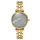 Γυναικείο ρολόι Vogue Bliss Mini 2020617044 με χρυσό μπρασελέ από ανοξείδωτο ατσάλι, γκρι φίλντισι καντράν 27mm με ζιργκόν και χρυσούς δείκτες.