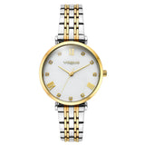 Γυναικείο ρολόι Vogue Bliss Mini 2020617061 με δίχρωμο ασημί-χρυσό μπρασελέ από ανοξείδωτο ατσάλι, λευκό φίλντισι καντράν 27mm με ζιργκόν και χρυσούς δείκτες.
