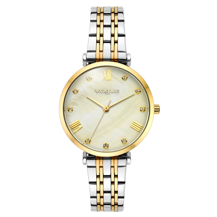Γυναικείο ρολόι Vogue Bliss Mini 2020617062 με δίχρωμο ασημί-χρυσό μπρασελέ από ανοξείδωτο ατσάλι, σαμπανί φίλντισι καντράν 27mm με ζιργκόν και χρυσούς δείκτες.