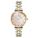 Γυναικείο ρολόι Vogue Bliss Mini 2020617063 με δίχρωμο ασημί-χρυσό μπρασελέ από ανοξείδωτο ατσάλι, ροζ φίλντισι καντράν 27mm με ζιργκόν και χρυσούς δείκτες.