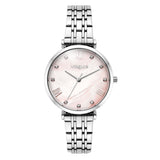 Γυναικείο ρολόι Vogue Bliss Mini 2020617083 με ασημί μπρασελέ από ανοξείδωτο ατσάλι, ροζ φίλντισι καντράν 27mm με ζιργκόν και ασημί δείκτες.