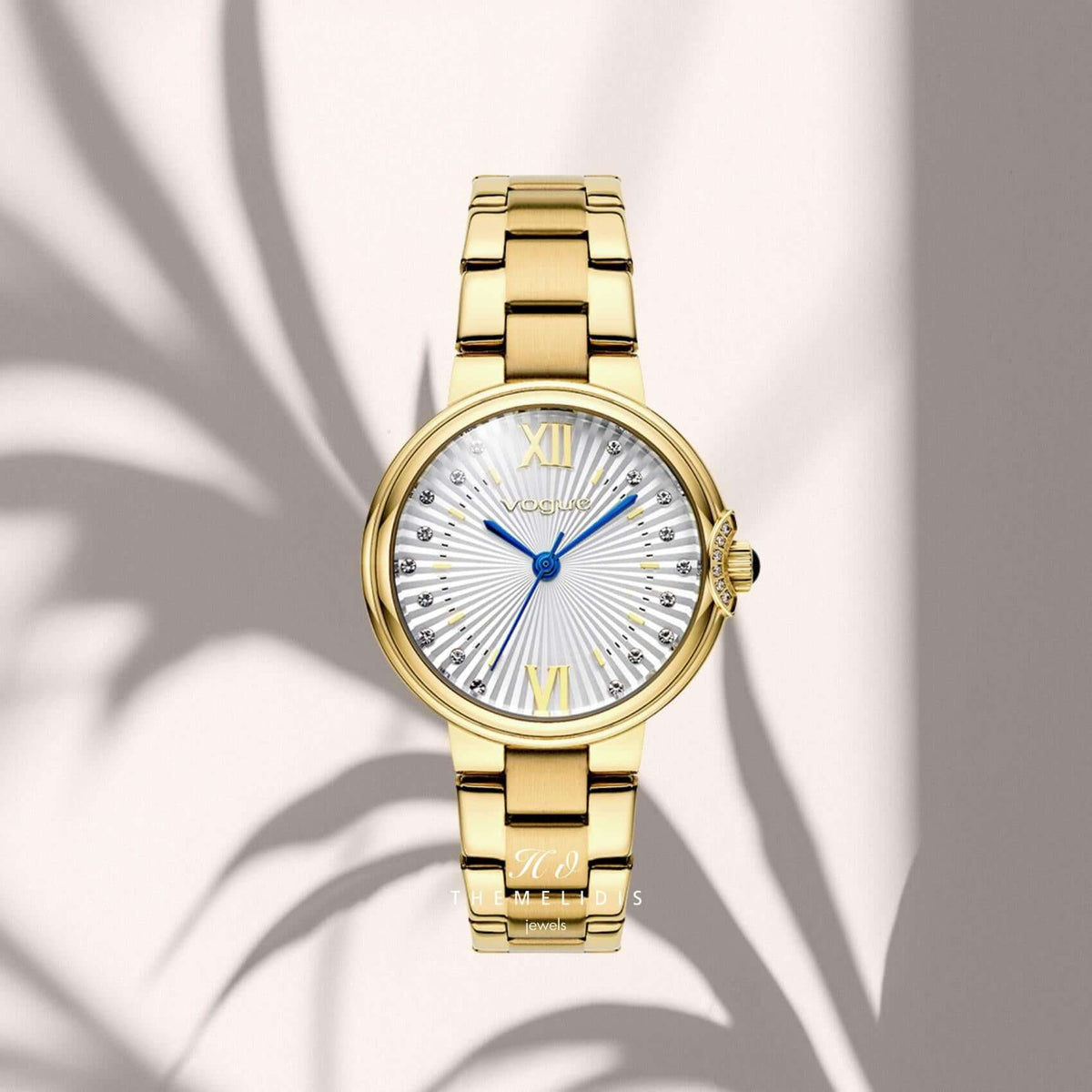 Γυναικείο ρολόι Vogue Carmen Mini 2020616041 με ασημί καντράν και χρυσό ατσάλινο μπρασελέ με διακριτικό ζιργκόν.