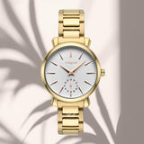 Φωτογραφία του γυναικείου ρολογιού Vogue Mimosa 2020612342 με χρυσό μπρασελέ και λευκό καντράν με ζιργκόν