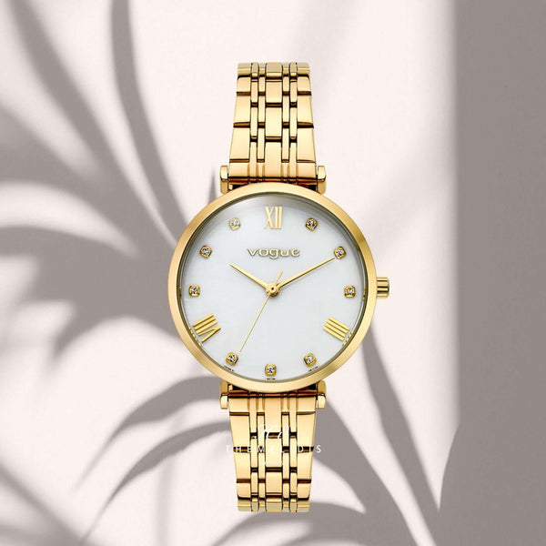Ρολόι Vogue New Bliss 2020616341 Με Χρυσό Μπρασελέ & Λευκό Φίλντισι Καντράν