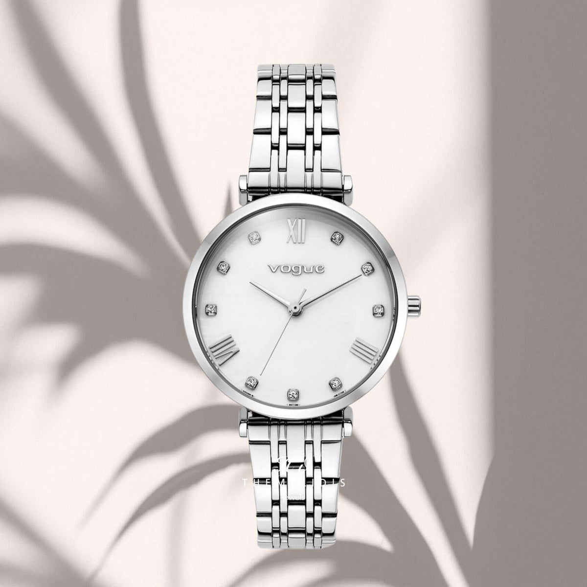 Γυναικείο ρολόι Vogue New Bliss 2020616381 με λευκό φίλντισι καντράν 32mm και ασημί ατσάλινο μπρασελέ.
