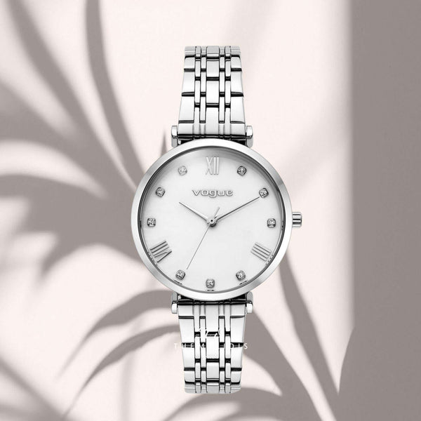 Ρολόι Vogue New Bliss 2020616381 με Ασημί Μπρασελέ & Λευκό Φίλντισι Καντράν