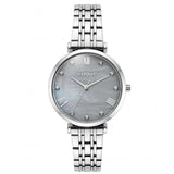 Γυναικείο ρολόι Vogue New Bliss 2020616362 με ασημί μπρασελέ από ανοξείδωτο ατσάλι, γκρι φίλντισι καντράν διακοσμημένο με ζιργκόν και κάσα διαμέτρου 32mm