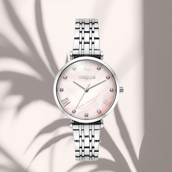 Ρολόι Vogue New Bliss 2020616383 με Ασημί Μπρασελέ & Ροζ Φίλντισι Καντράν