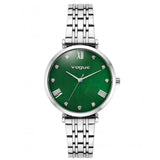 Γυναικείο ρολόι Vogue New Bliss 2020616385 με ασημί μπρασελέ από ανοξείδωτο ατσάλι, πράσινο φίλντισι καντράν με ζιργκόν και κάσα διαμέτρου 32mm