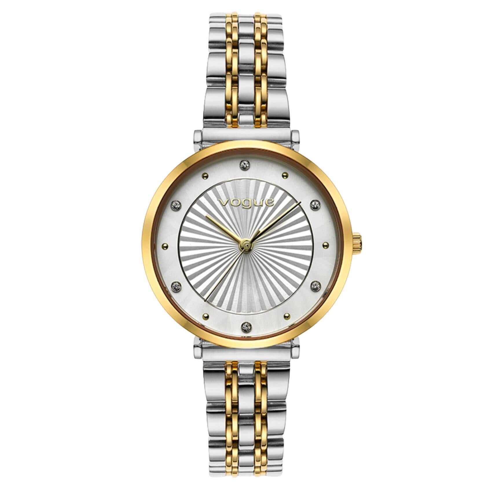 Γυναικείο ρολόι Vogue New Bliss 2020815362 με δίχρωμο ασημί-χρυσό μπρασελέ από ανοξείδωτο ατσάλι, ασημί καντράν 32mm και μηχανισμό μπαταρίας quartz.