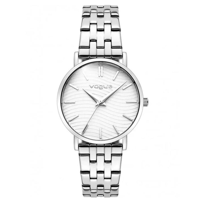 Γυναικείο ρολόι Vogue Nicole 2020616181 με ασημί μπρασελέ από ανοξείδωτο ατσάλι, ασημί καντράν, ασημί δείκτες και ασημί κάσα 31mm