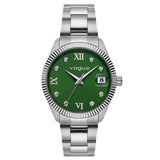 Γυναικείο ρολόι Vogue Reina 2020614183 με ασημί μπρασελέ από ανοξείδωτο ατσάλι, πράσινο καντράν 34mm με ασημί λεπτομέρειες και ορυκτό κρύσταλλο ειδικής σκλήρυνσης