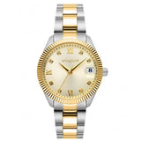 Γυναικείο ρολόι Vogue Reina Medium 2020614262 με δίχρωμο μπρασελέ σε χρυσό και ασημί, χρυσό καντράν 31mm με ένδειξη ημερομηνίας και ορυκτό κρύσταλλο ειδικής σκλήρυνσης