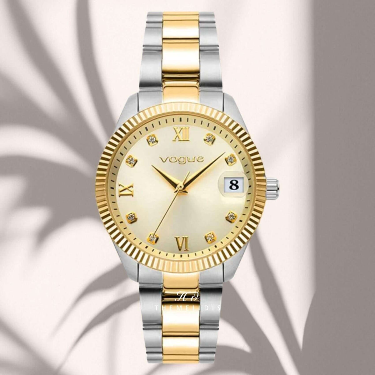 Ρολόι Vogue Reina Medium 2020614262 Με Δίχρωμο Μπρασελέ και Χρυσό Καντράν