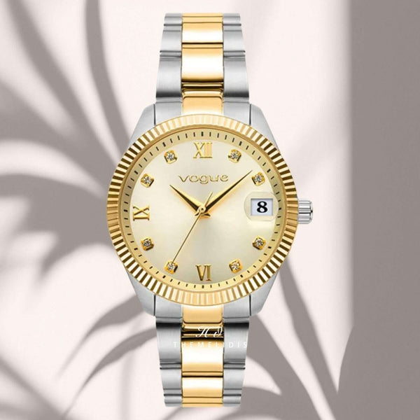 Ρολόι Vogue Reina Medium 2020614262 Με Δίχρωμο Μπρασελέ και Χρυσό Καντράν