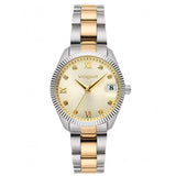 Γυναικείο ρολόι Vogue Reina Mini 2020614342 με δίχρωμο μπρασελέ σε χρυσό και ασημί, χρυσό καντράν διαμέτρου 27mm με ένδειξη ημερομηνίας και ορυκτό κρύσταλλο ειδικής σκλήρυνσης