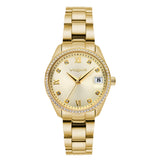 Γυναικείο ρολόι Vogue Reina Mini 2020614344 με χρυσό ατσάλινο μπρασελέ και σαμπανί καντράν 27mm με κάσα διακοσμημένη με ζιργκόν και ένδειξη ημερομηνίας.
