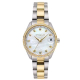 Γυναικείο ρολόι Vogue Reina Mini 2020614364 με δίχρωμο μπρασελέ σε χρυσό και ασημί, λευκό φίλντισι καντράν 27mm με ζιργκόν και χρυσούς δείκτες, με ορυκτό κρύσταλλο ειδικής σκλήρυνσης