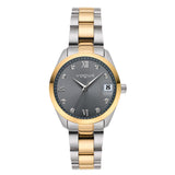 Γυναικείο ρολόι Vogue Reina Mini 2020614366 με δίχρωμο ατσάλινο μπρασελέ σε ασημί και χρυσό χρώμα και γκρι καντράν 27mm με ένδειξη ημερομηνίας.