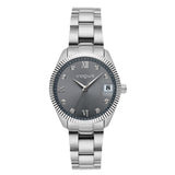 Γυναικείο ρολόι Vogue Reina Mini 2020614383 με ασημί ατσάλινο μπρασελέ και γκρι καντράν 27mm με γραμμωτό ασημί στεφάνι και ένδειξη ημερομηνίας.