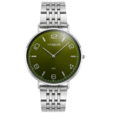 Γυναικείο ρολόι Vogue Unique 2020650685 με ασημί μπρασελέ, πράσινο καντράν και κάσα 41mm.