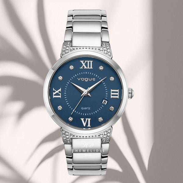 Ρολόι Vogue Valerie 2020614882 Με Ασημί Μπρασελέ & Μπλε Καντράν