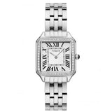 Γυναικείο ρολόι Vogue Victoria 2020615281 με ασημί μπρασελέ από ανοξείδωτο ατσάλι, ασημί τετράγωνη κάσα 26x32.8mm διακοσμημένη με ζιργκόν και ασημί καντράν με δείκτες