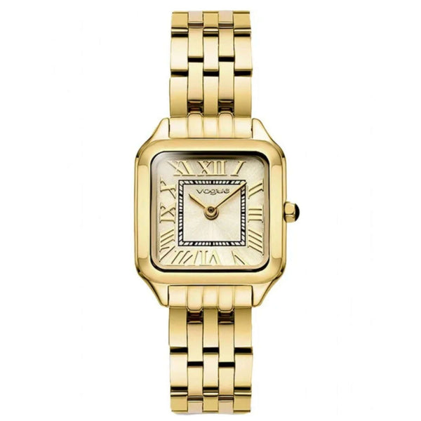 Γυναικείο ρολόι Vogue Victoria Mini 22020615641 με χρυσό μπρασελέ από ανοξείδωτο ατσάλι, σαμπανί καντράν και χρυσή τετράγωνη κάσα 22x28mm.