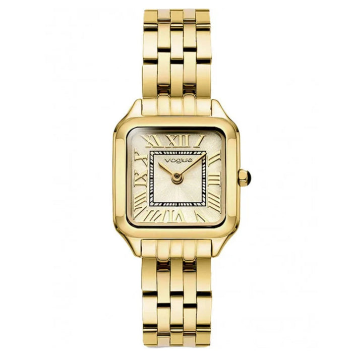 Γυναικείο ρολόι Vogue Victoria Mini 22020615641 με χρυσό μπρασελέ από ανοξείδωτο ατσάλι, σαμπανί καντράν και χρυσή τετράγωνη κάσα 22x28mm.
