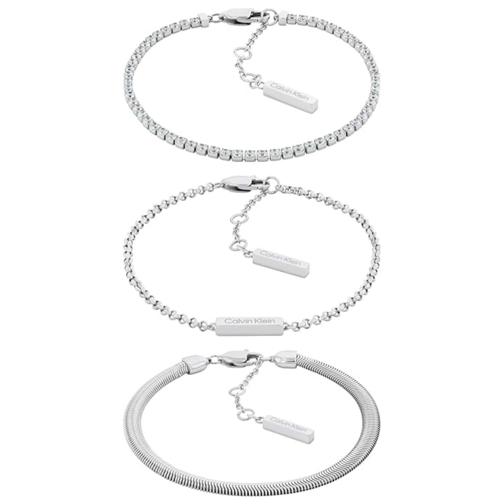 Γυναικείο set 3 βραχιολιών Calvin Klein 35000796 σε ασημί χρώμα από ανοξείδωτο ατσάλι.