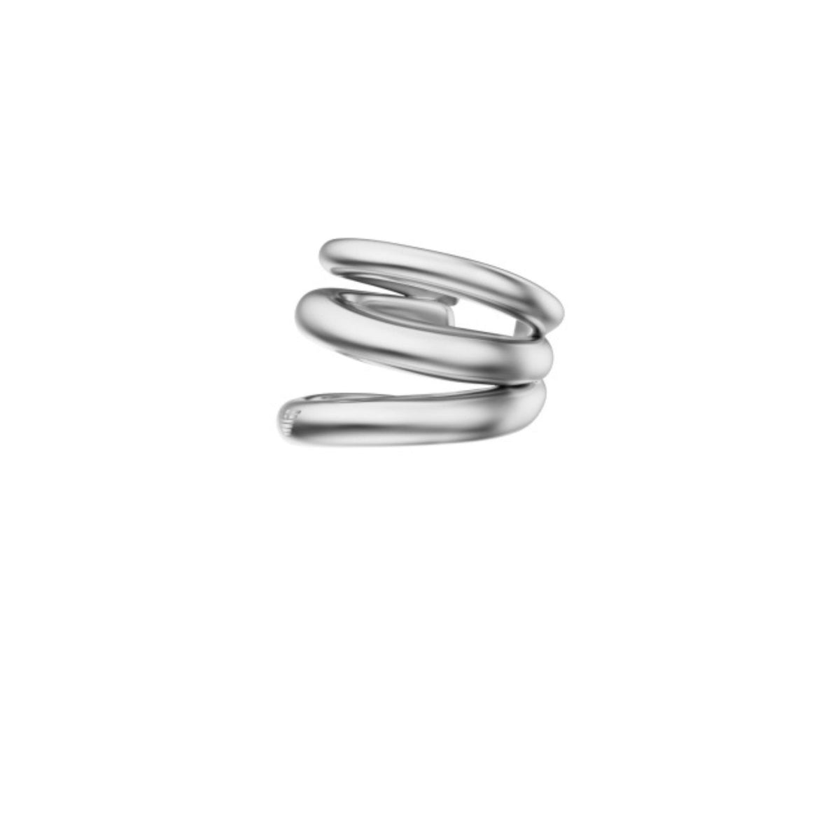 Λεπτομέρεια από το γυναικείο σκουλαρίκι ear cuff Emporio Armani Iconic Trend EGS3395040 με τυλιγμένο σχέδιο σε ασημί χρώμα